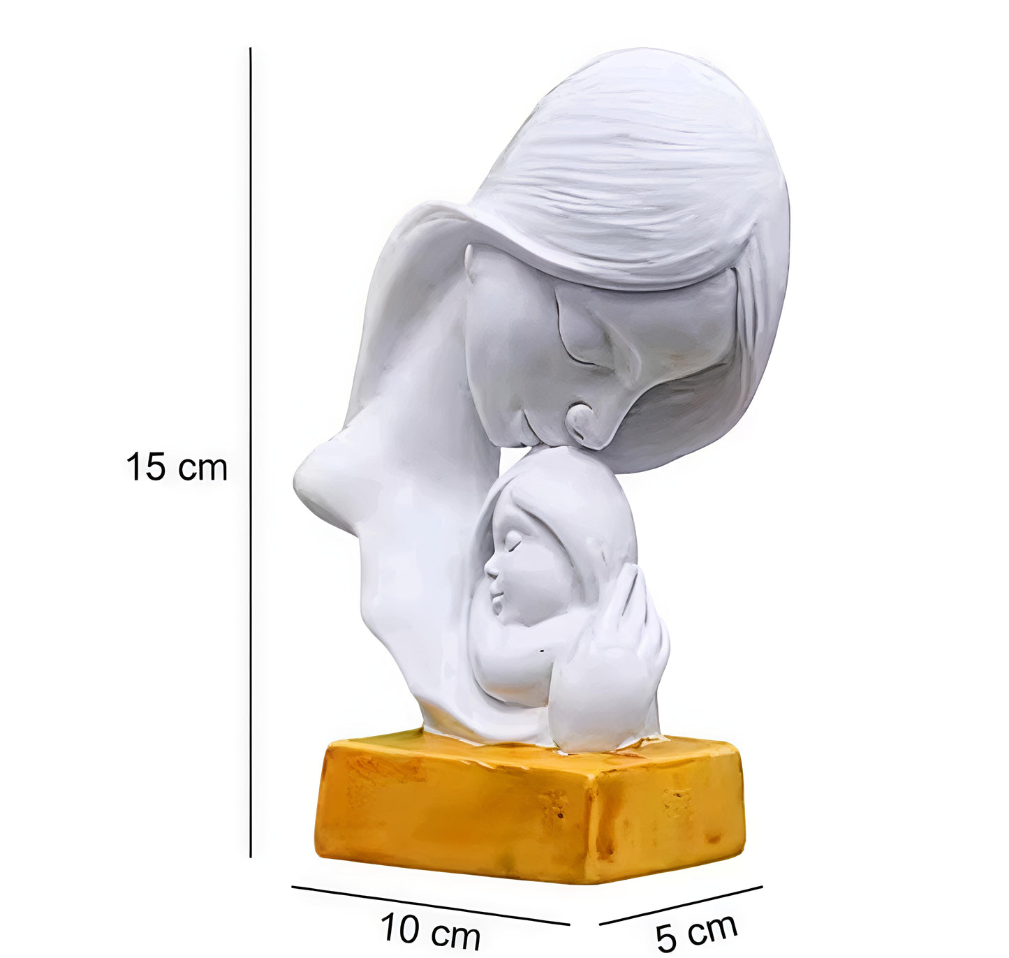 Handcrafted Mother and Child Resin Statue Showpiece for Home Decor & Gifting | 15x5x10 cm | White