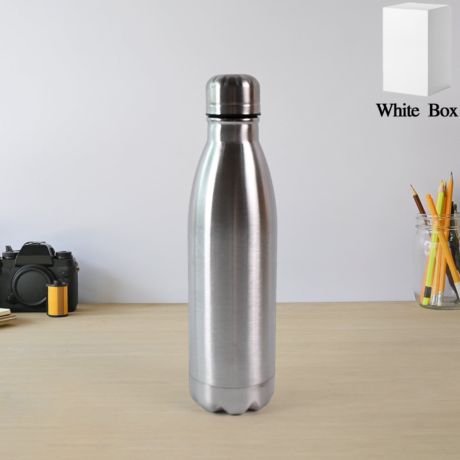 Silver Stainless Steel Water Bottle Approx 500 Ml (1 Pc)