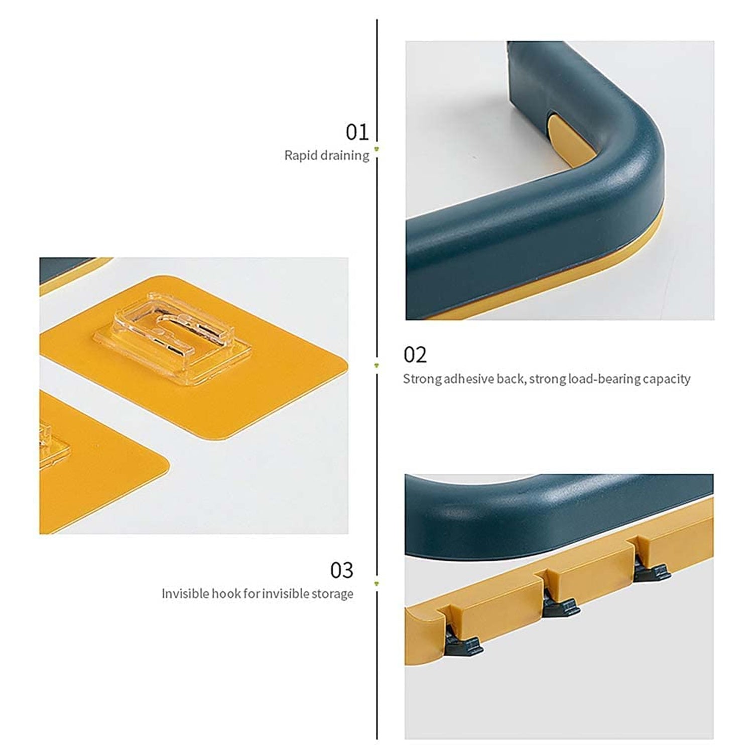 Wall Mounted Double Bar Towel Holder With Hooks