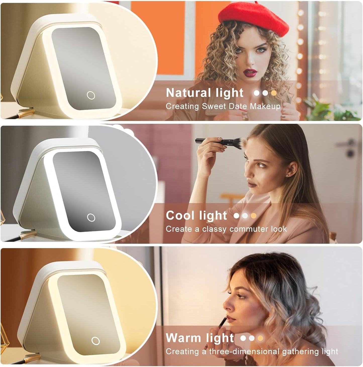 LED Lighted Makeup Mirror Jewelry Box – Portable 2-in-1 Travel Organizer with Adjustable Lighting, Cosmetic Storage & Rechargeable Battery – Compact Vanity Mirror