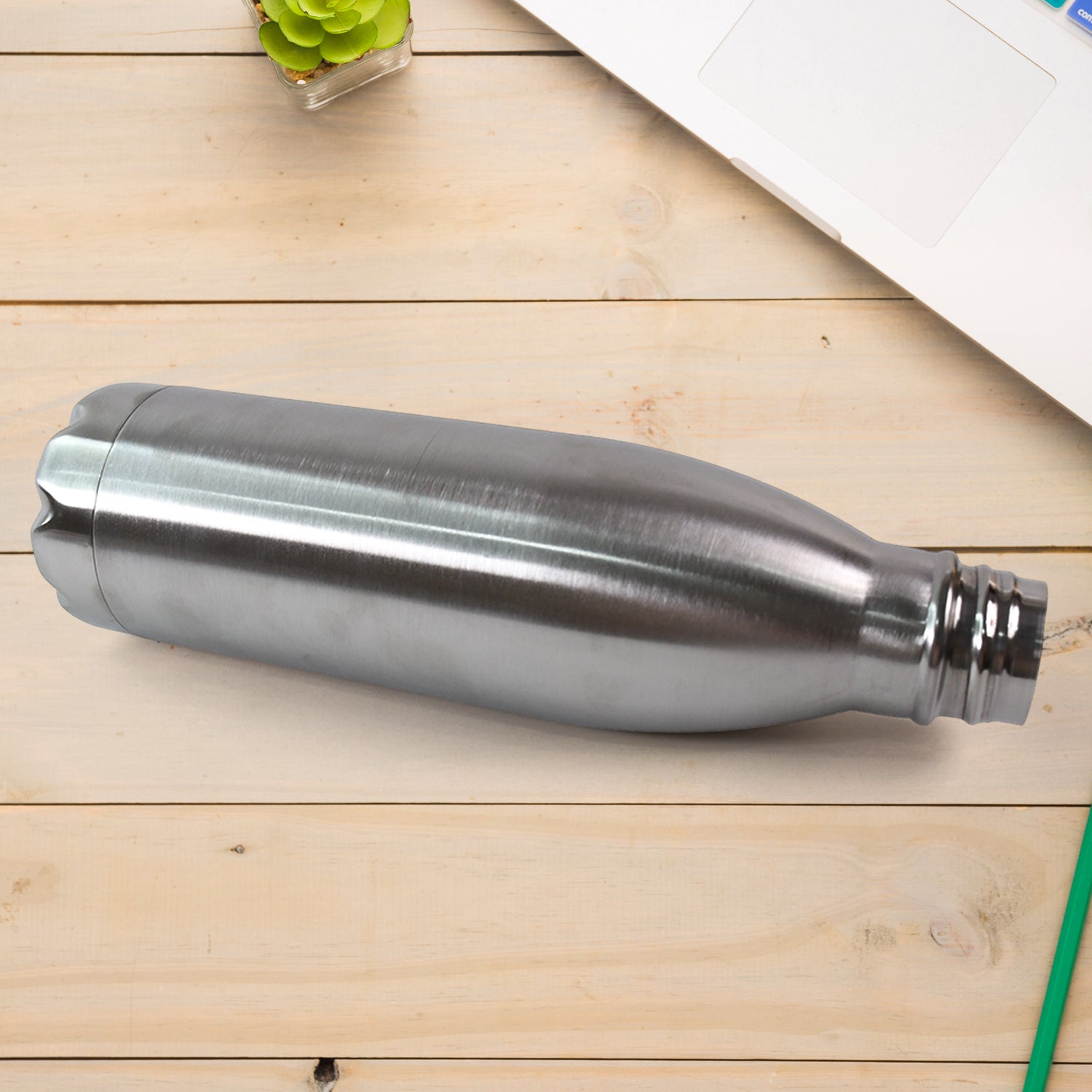 Silver Stainless Steel Water Bottle Approx 500 Ml (1 Pc)