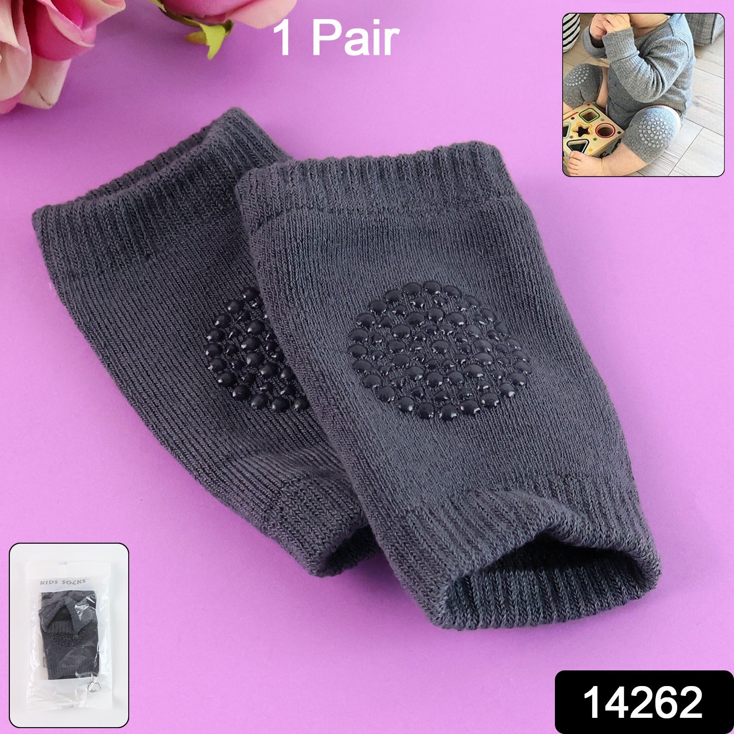 Dark Grey Toddler Wool Knit Leg Warmer (Knee Guard)