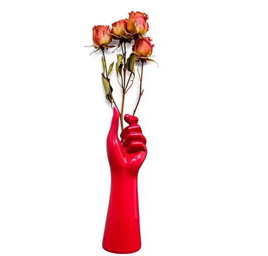 Premium Flower vase - Vase for living room Flower vase long for corner | House warming gift Red color flower vase 7x7x25.5 cm