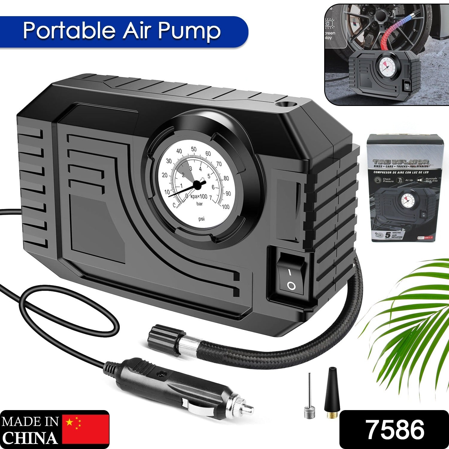 Tire Inflator Portable Air Compressor 12v Small Air Pump